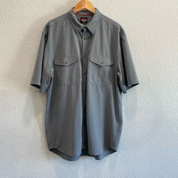 Karbon Gray Stripe Short Sleeve Casual Button Down Golf Shirt Size XL - Picture 1 of 8